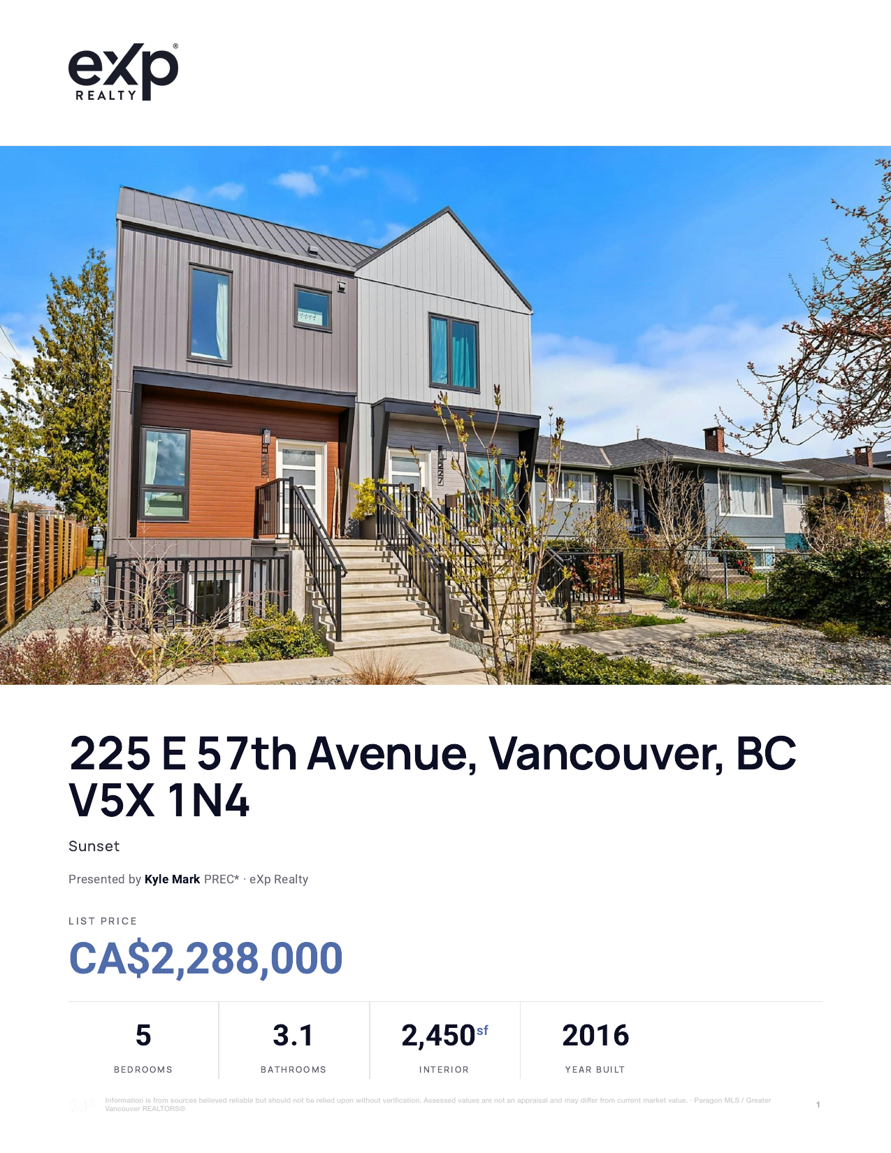 Sample property report — first page